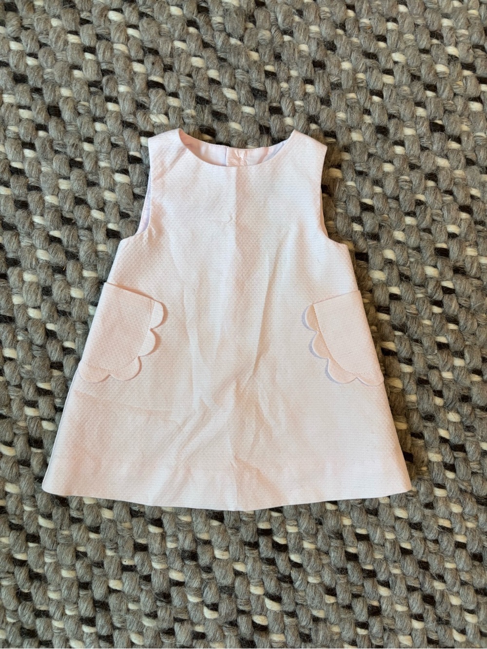 Jacadi Light Pink Textured Scallop Pocket Formal Dress
